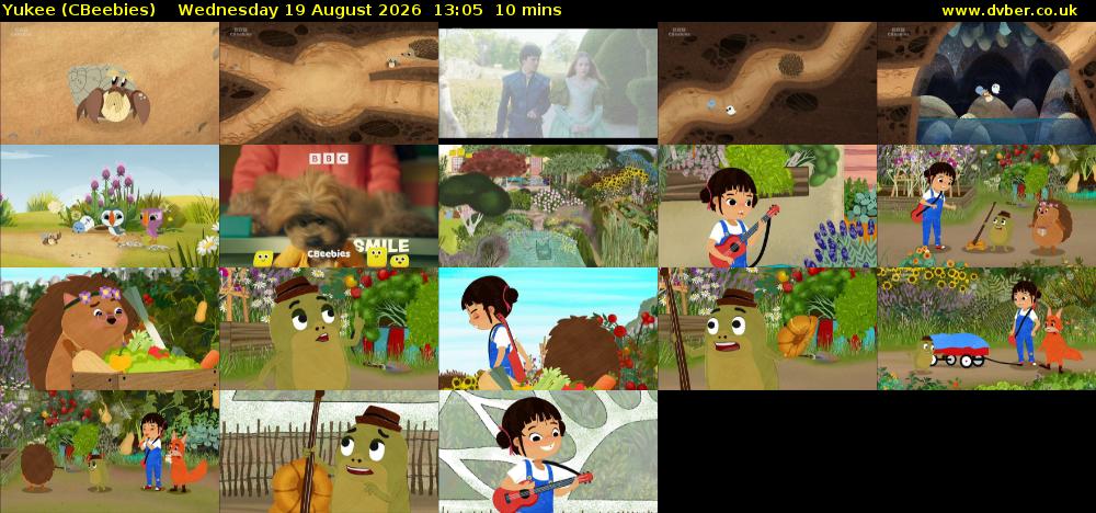 Yukee (CBeebies) Wednesday 19 August 2026 13:05 - 13:15