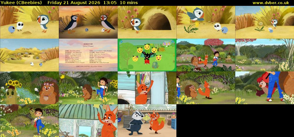 Yukee (CBeebies) Friday 21 August 2026 13:05 - 13:15