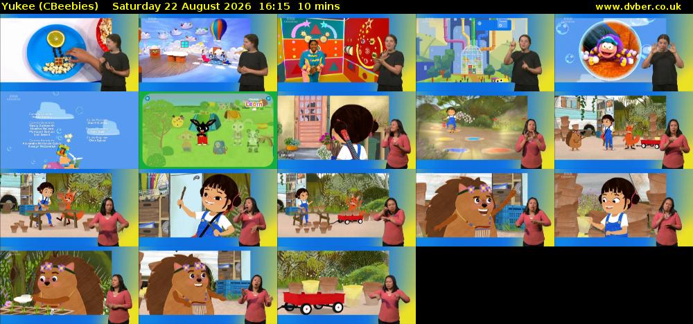 Yukee (CBeebies) Saturday 22 August 2026 16:15 - 16:25