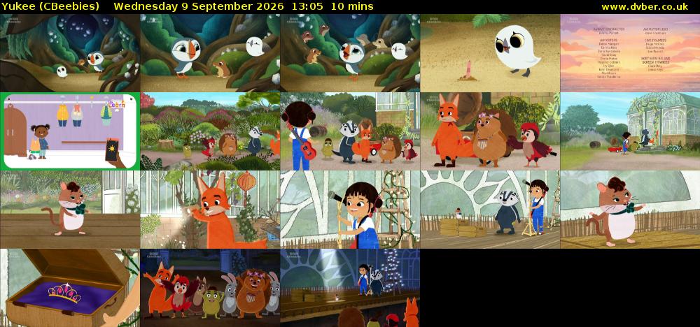 Yukee (CBeebies) Wednesday 9 September 2026 13:05 - 13:15