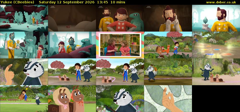 Yukee (CBeebies) Saturday 12 September 2026 13:45 - 13:55