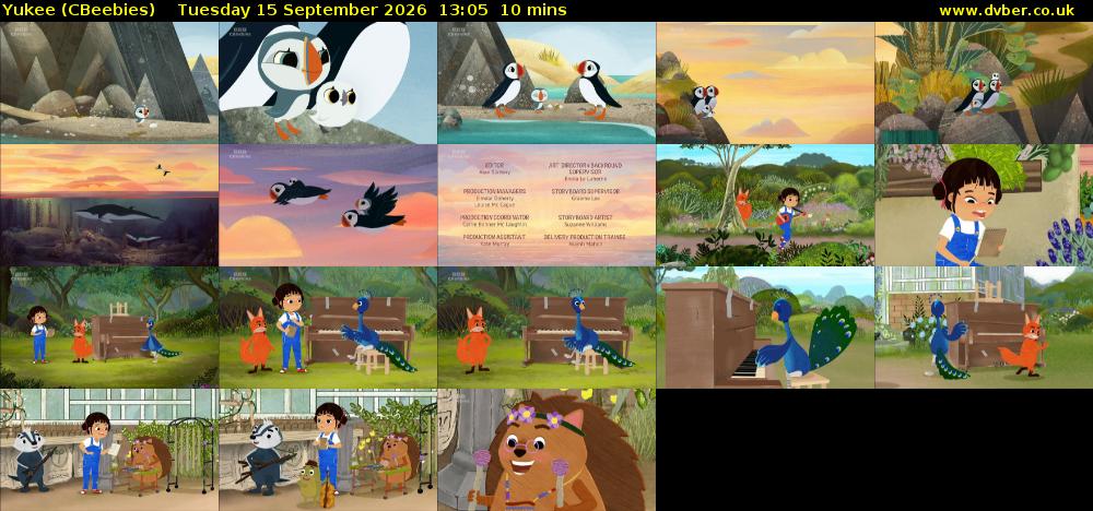 Yukee (CBeebies) Tuesday 15 September 2026 13:05 - 13:15