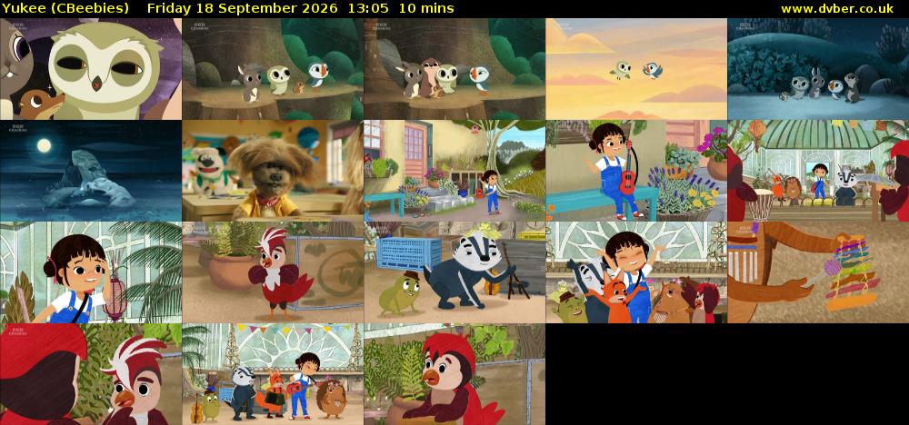 Yukee (CBeebies) Friday 18 September 2026 13:05 - 13:15