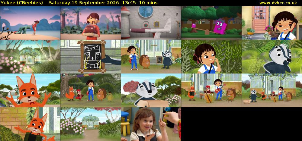 Yukee (CBeebies) Saturday 19 September 2026 13:45 - 13:55