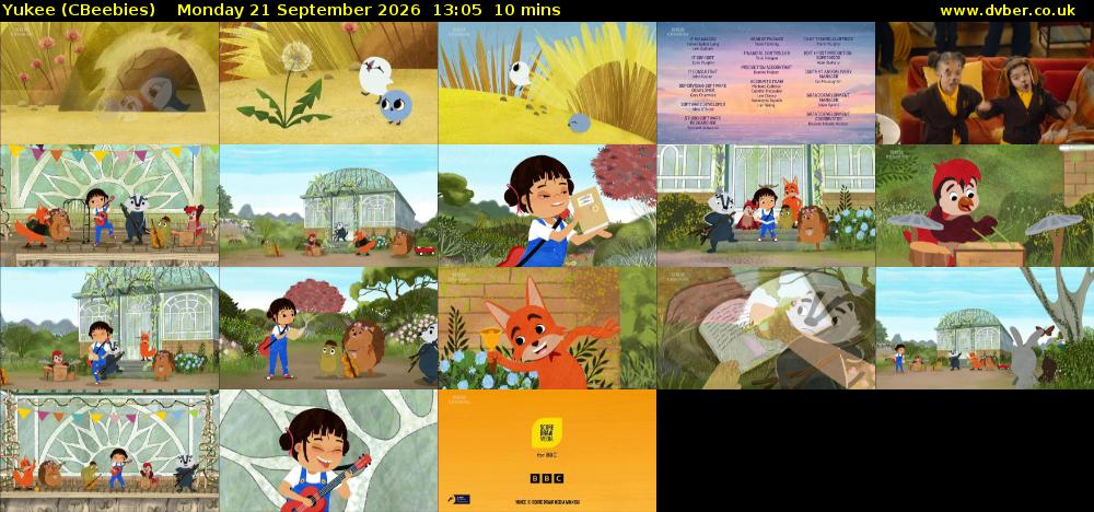 Yukee (CBeebies) Monday 21 September 2026 13:05 - 13:15