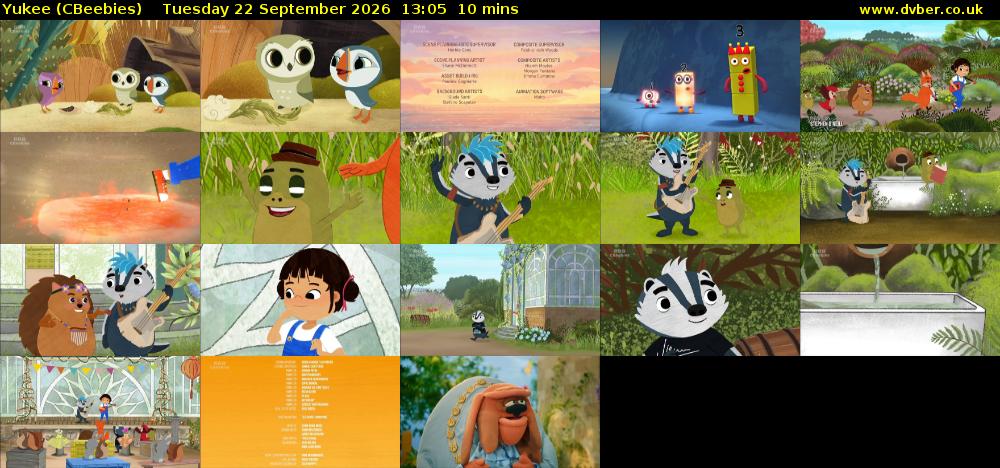 Yukee (CBeebies) Tuesday 22 September 2026 13:05 - 13:15