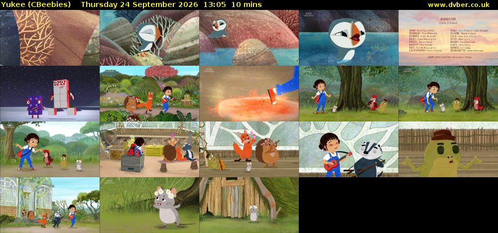 Yukee (CBeebies) Thursday 24 September 2026 13:05 - 13:15