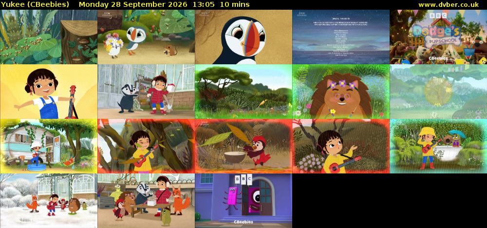 Yukee (CBeebies) Monday 28 September 2026 13:05 - 13:15