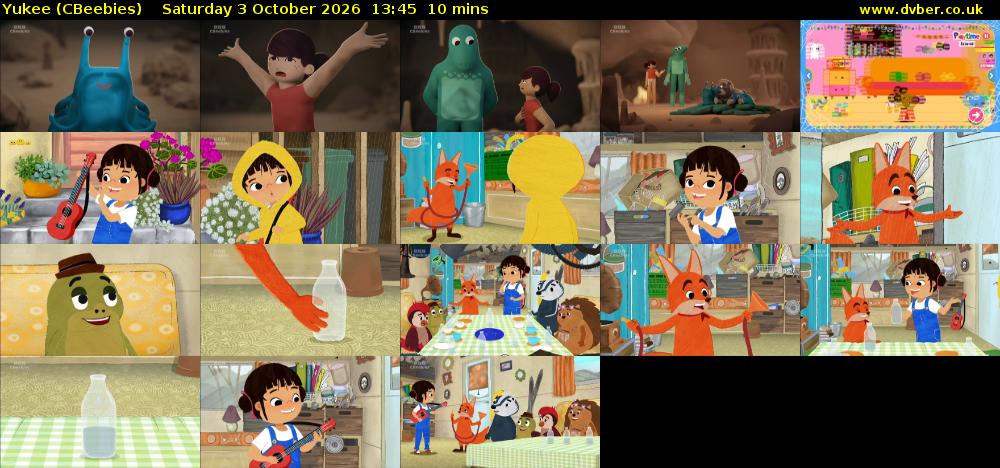 Yukee (CBeebies) Saturday 3 October 2026 13:45 - 13:55