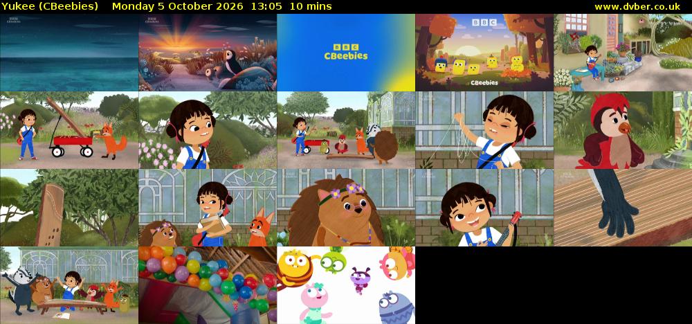 Yukee (CBeebies) Monday 5 October 2026 13:05 - 13:15