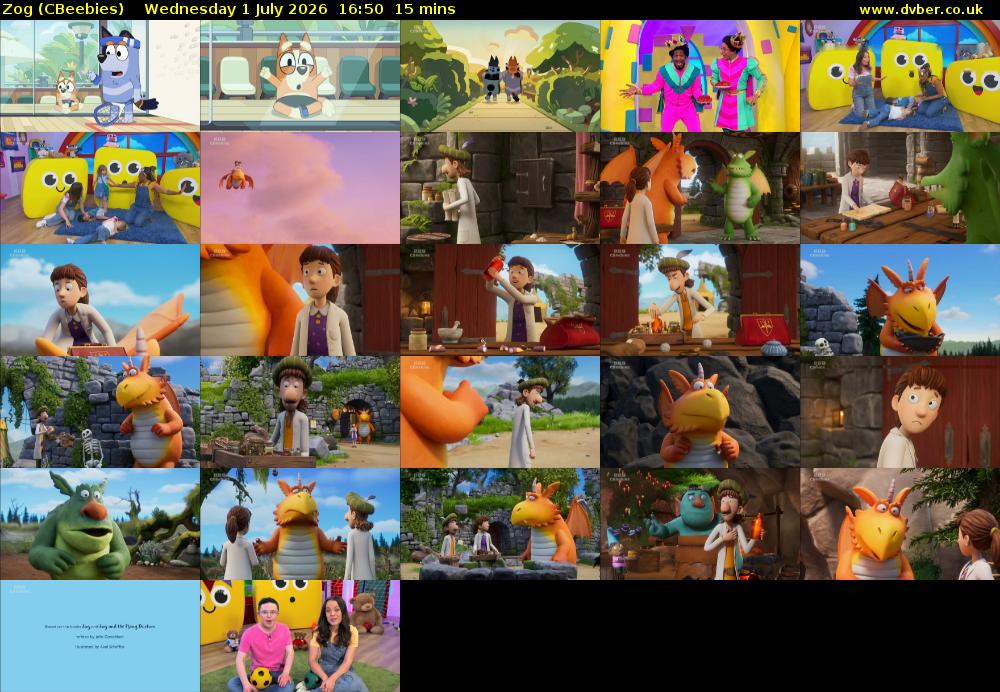 Zog (CBeebies) Wednesday 1 July 2026 16:50 - 17:05