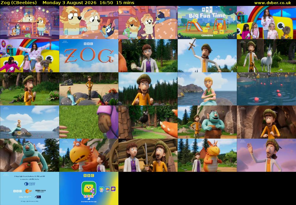 Zog (CBeebies) Monday 3 August 2026 16:50 - 17:05