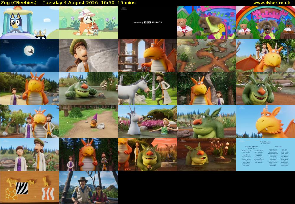 Zog (CBeebies) Tuesday 4 August 2026 16:50 - 17:05