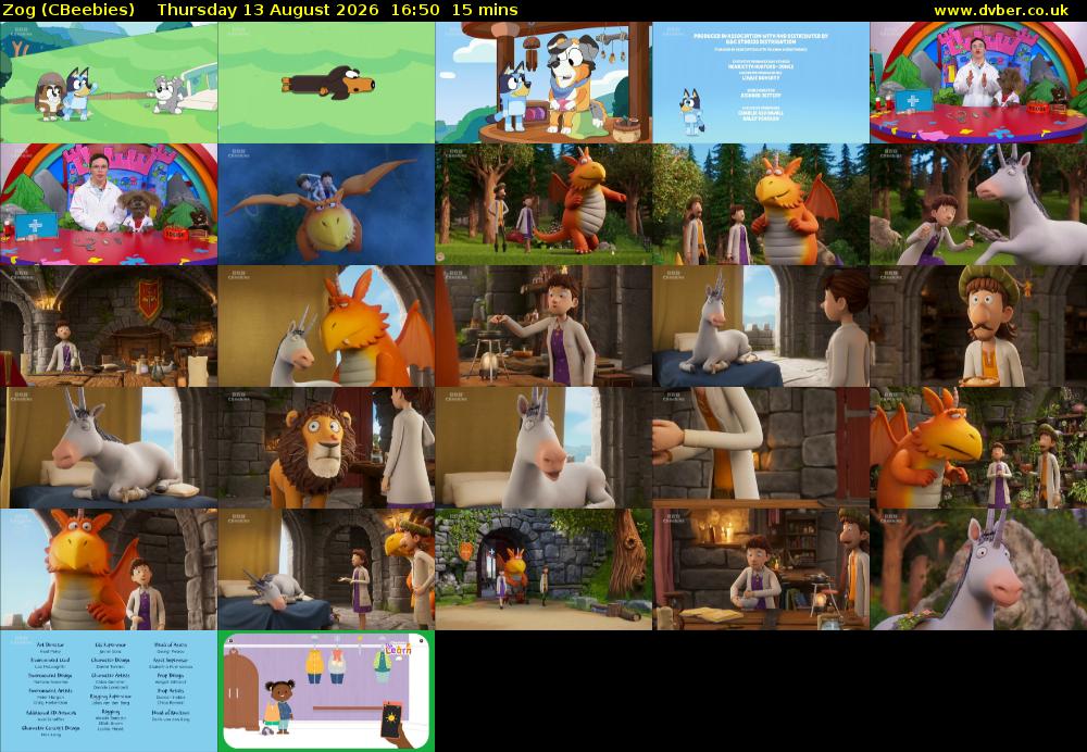 Zog (CBeebies) Thursday 13 August 2026 16:50 - 17:05