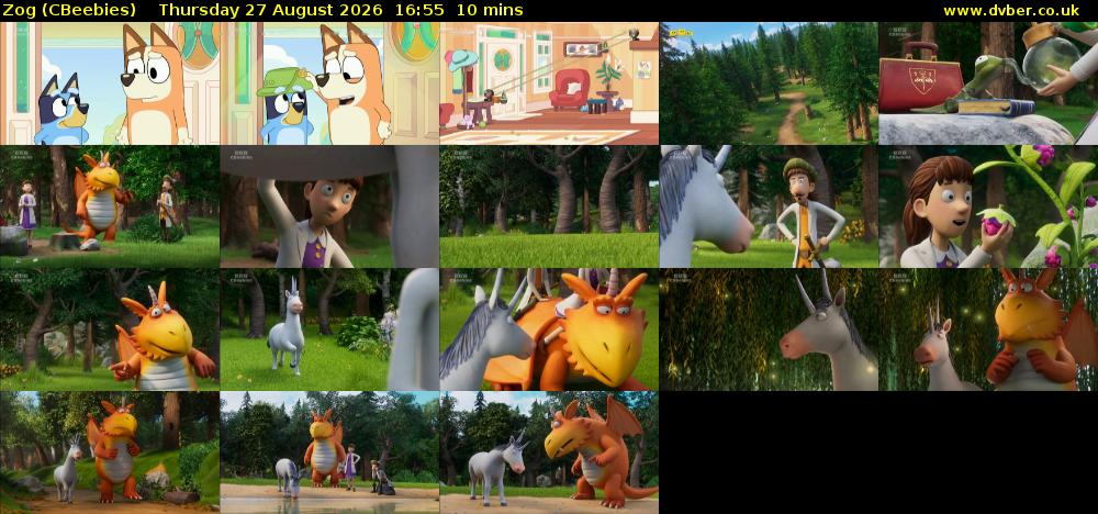 Zog (CBeebies) Thursday 27 August 2026 16:55 - 17:05