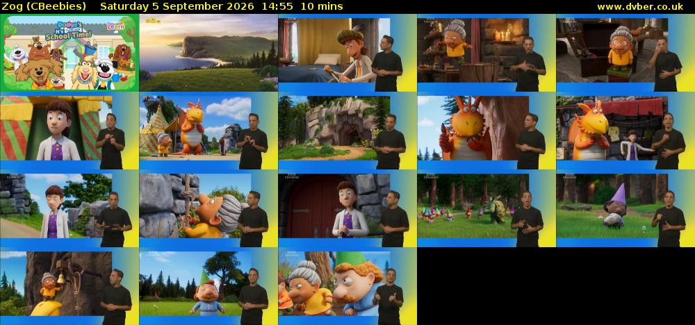 Zog (CBeebies) Saturday 5 September 2026 14:55 - 15:05