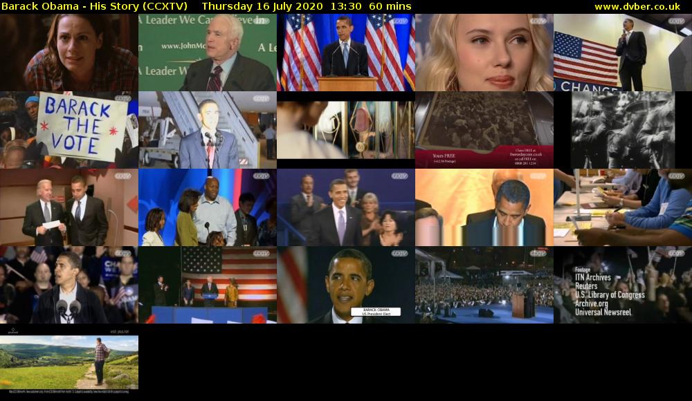 Barack Obama - His Story (CCXTV) Thursday 16 July 2020 13:30 - 14:30
