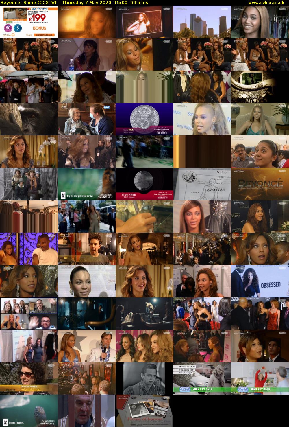 Beyonce: Shine (CCXTV) Thursday 7 May 2020 15:00 - 16:00