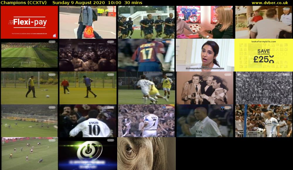 Champions (CCXTV) Sunday 9 August 2020 10:00 - 10:30
