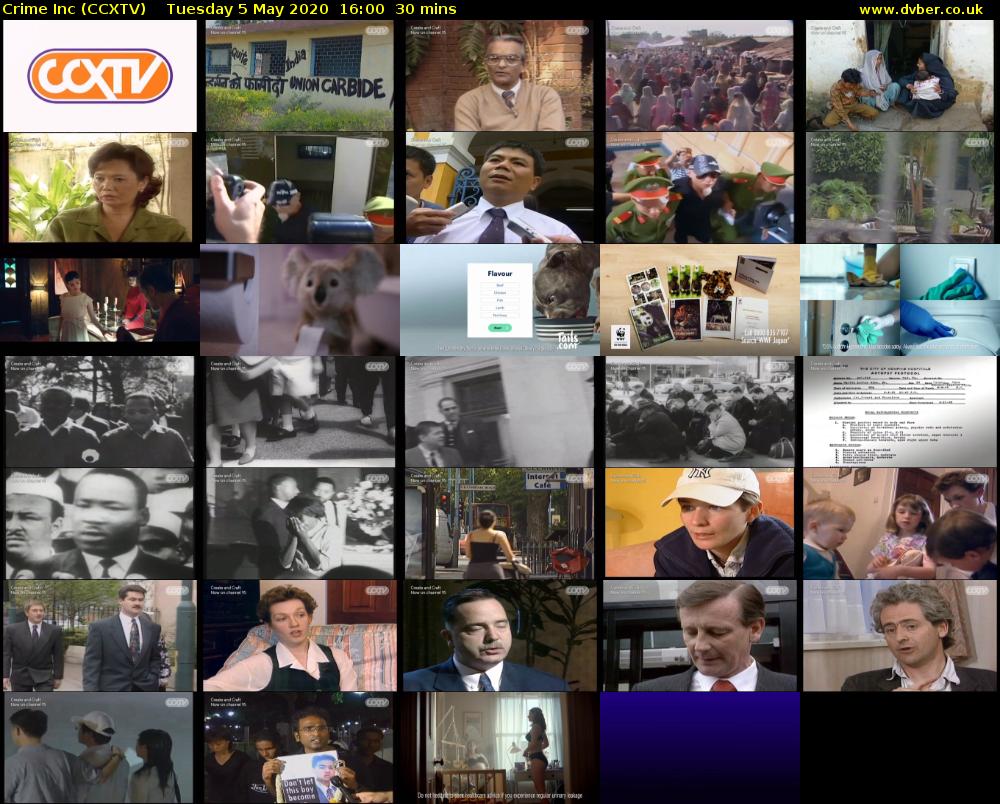 Crime Inc (CCXTV) Tuesday 5 May 2020 16:00 - 16:30