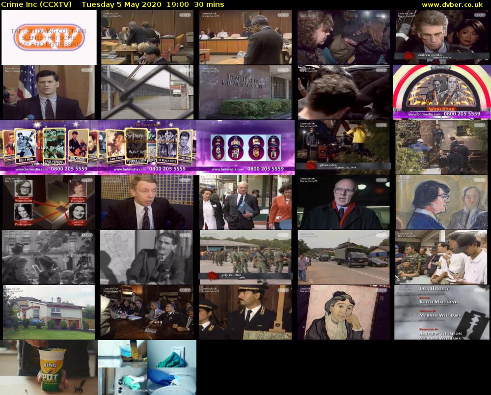 Crime Inc (CCXTV) Tuesday 5 May 2020 19:00 - 19:30