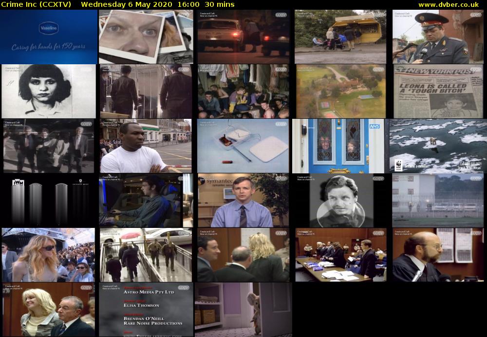 Crime Inc (CCXTV) Wednesday 6 May 2020 16:00 - 16:30