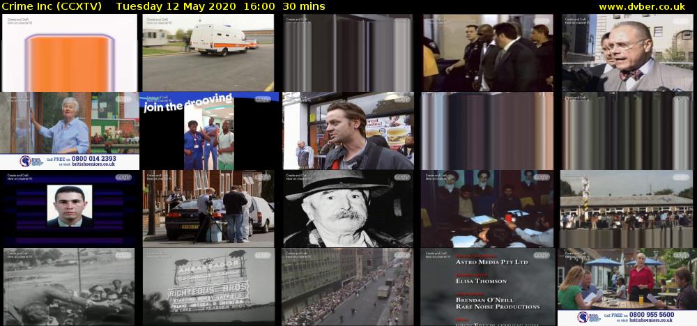 Crime Inc (CCXTV) Tuesday 12 May 2020 16:00 - 16:30