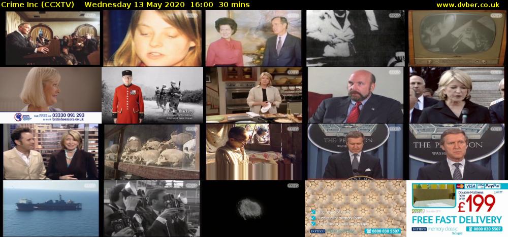 Crime Inc (CCXTV) Wednesday 13 May 2020 16:00 - 16:30
