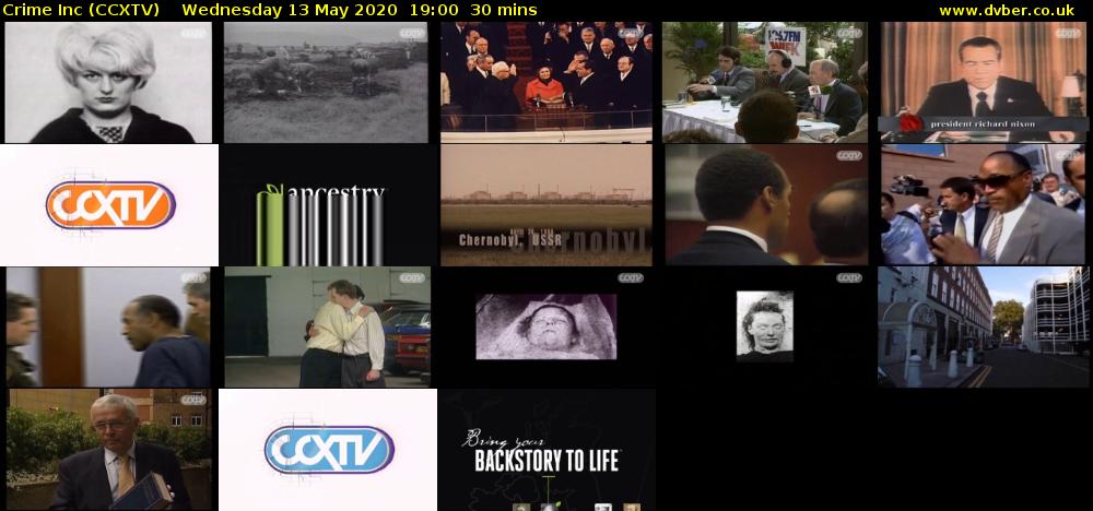 Crime Inc (CCXTV) Wednesday 13 May 2020 19:00 - 19:30