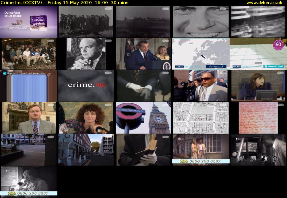 Crime Inc (CCXTV) Friday 15 May 2020 16:00 - 16:30