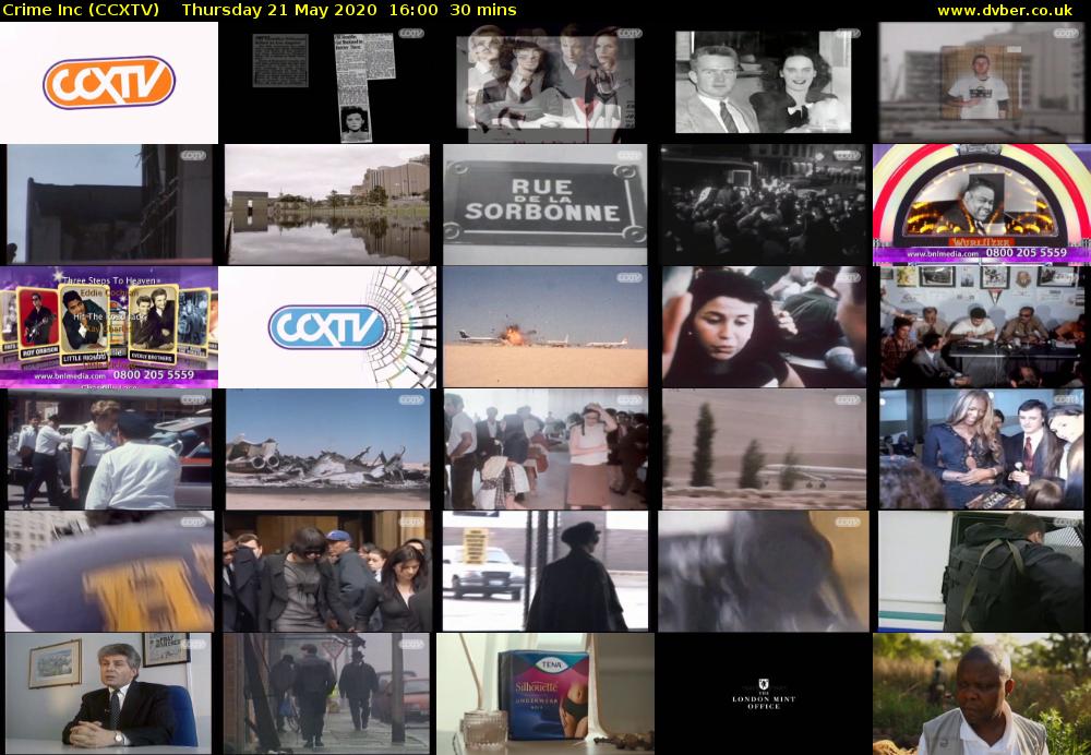 Crime Inc (CCXTV) Thursday 21 May 2020 16:00 - 16:30