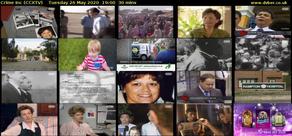 Crime Inc (CCXTV) Tuesday 26 May 2020 19:00 - 19:30