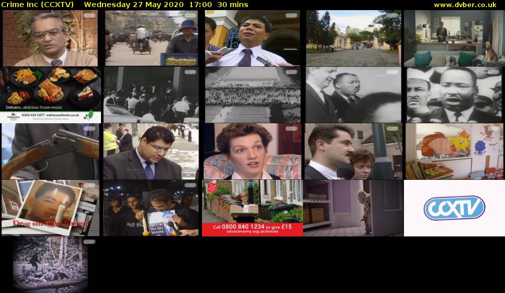 Crime Inc (CCXTV) Wednesday 27 May 2020 17:00 - 17:30