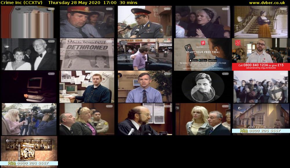 Crime Inc (CCXTV) Thursday 28 May 2020 17:00 - 17:30