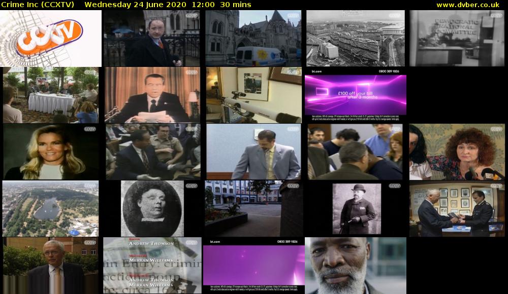 Crime Inc (CCXTV) Wednesday 24 June 2020 12:00 - 12:30