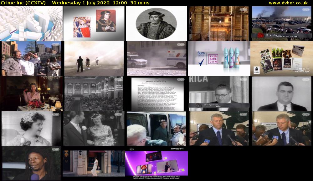 Crime Inc (CCXTV) Wednesday 1 July 2020 12:00 - 12:30