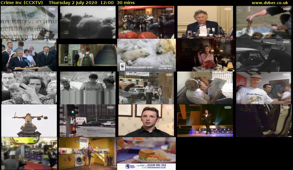 Crime Inc (CCXTV) Thursday 2 July 2020 12:00 - 12:30