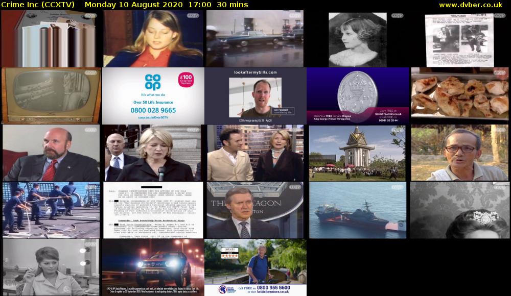 Crime Inc (CCXTV) Monday 10 August 2020 17:00 - 17:30