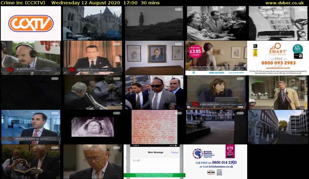 Crime Inc (CCXTV) Wednesday 12 August 2020 17:00 - 17:30