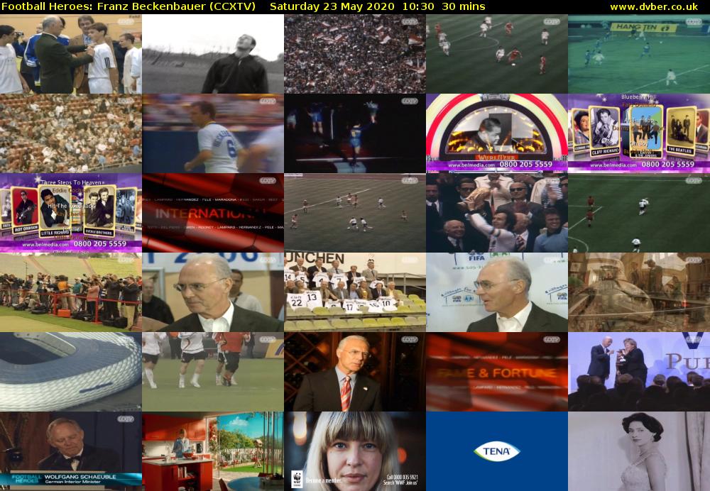 Football Heroes: Franz Beckenbauer (CCXTV) Saturday 23 May 2020 10:30 - 11:00