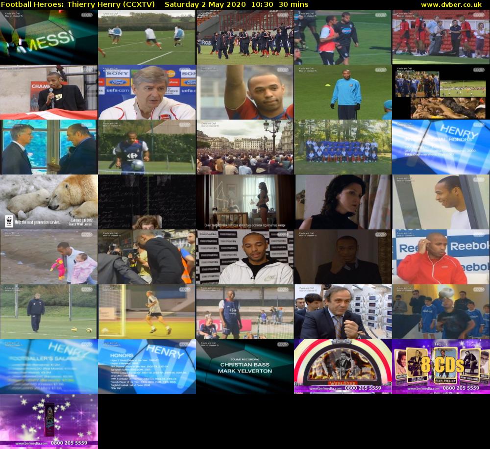 Football Heroes: Thierry Henry (CCXTV) Saturday 2 May 2020 10:30 - 11:00