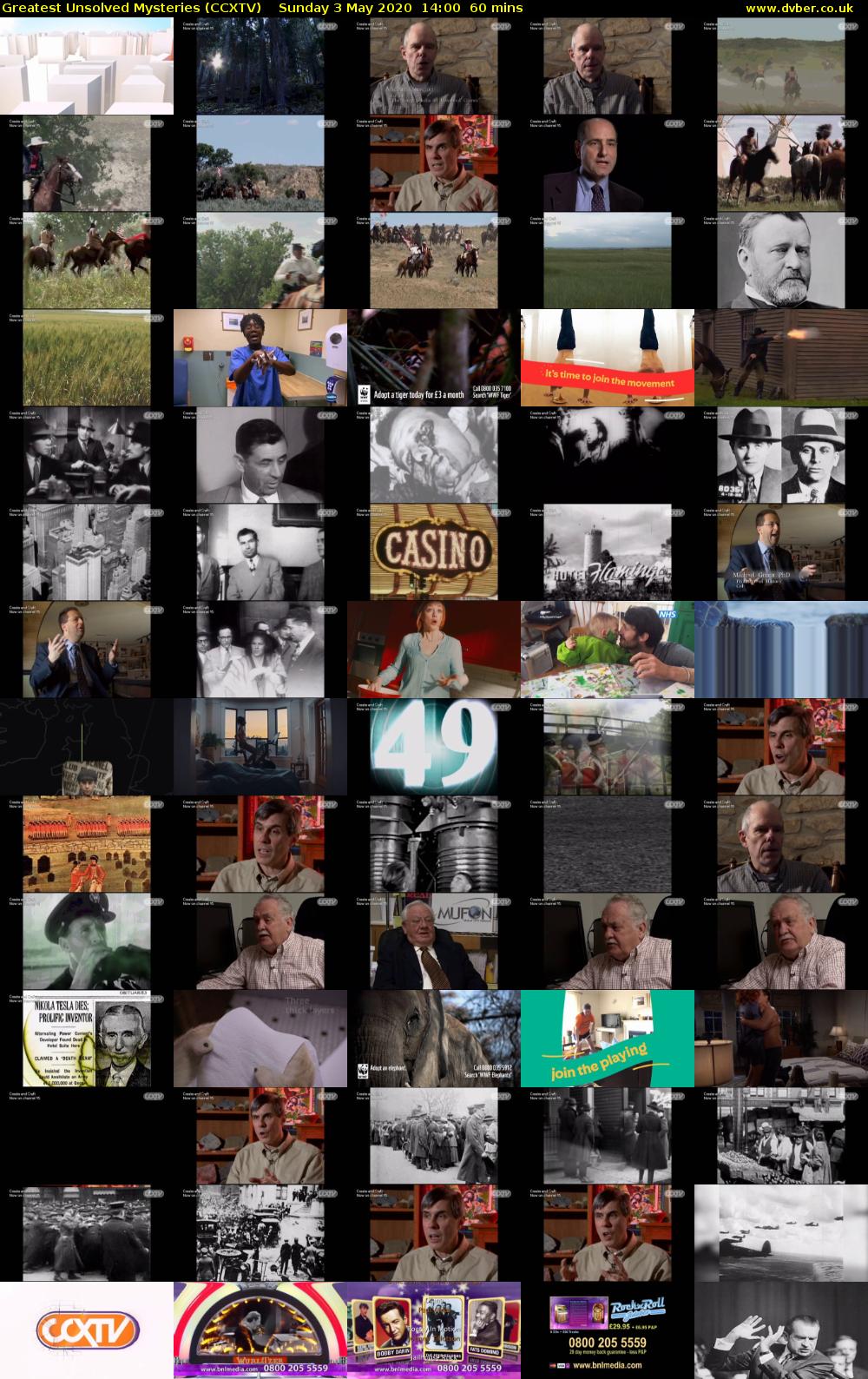 Greatest Unsolved Mysteries (CCXTV) Sunday 3 May 2020 14:00 - 15:00
