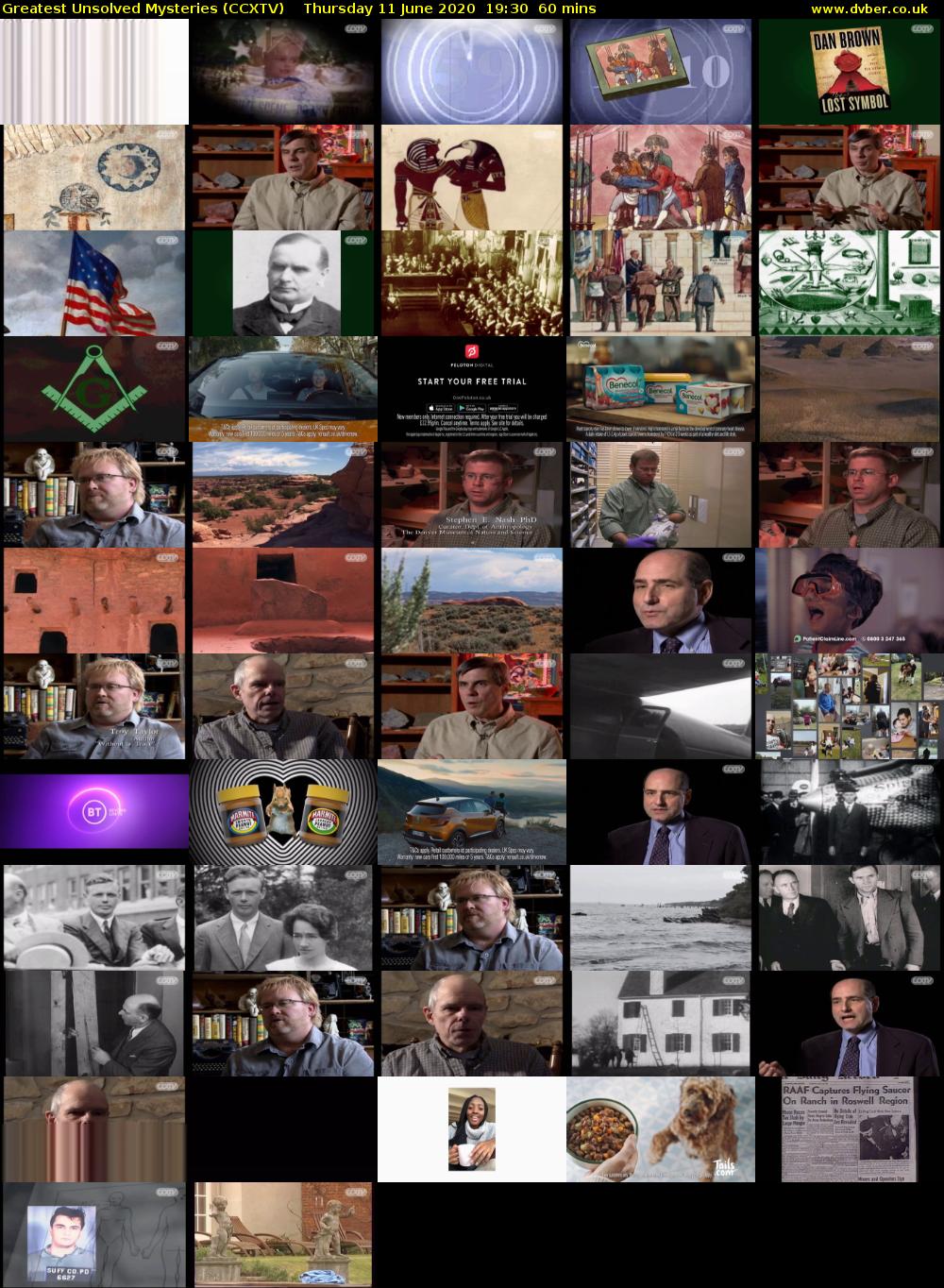 Greatest Unsolved Mysteries (CCXTV) Thursday 11 June 2020 19:30 - 20:30