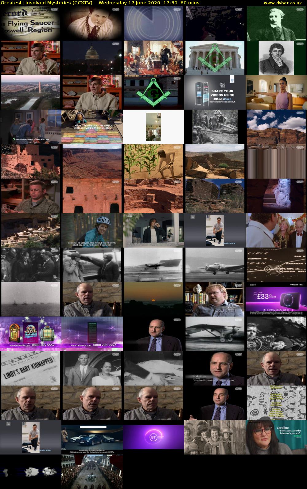 Greatest Unsolved Mysteries (CCXTV) Wednesday 17 June 2020 17:30 - 18:30