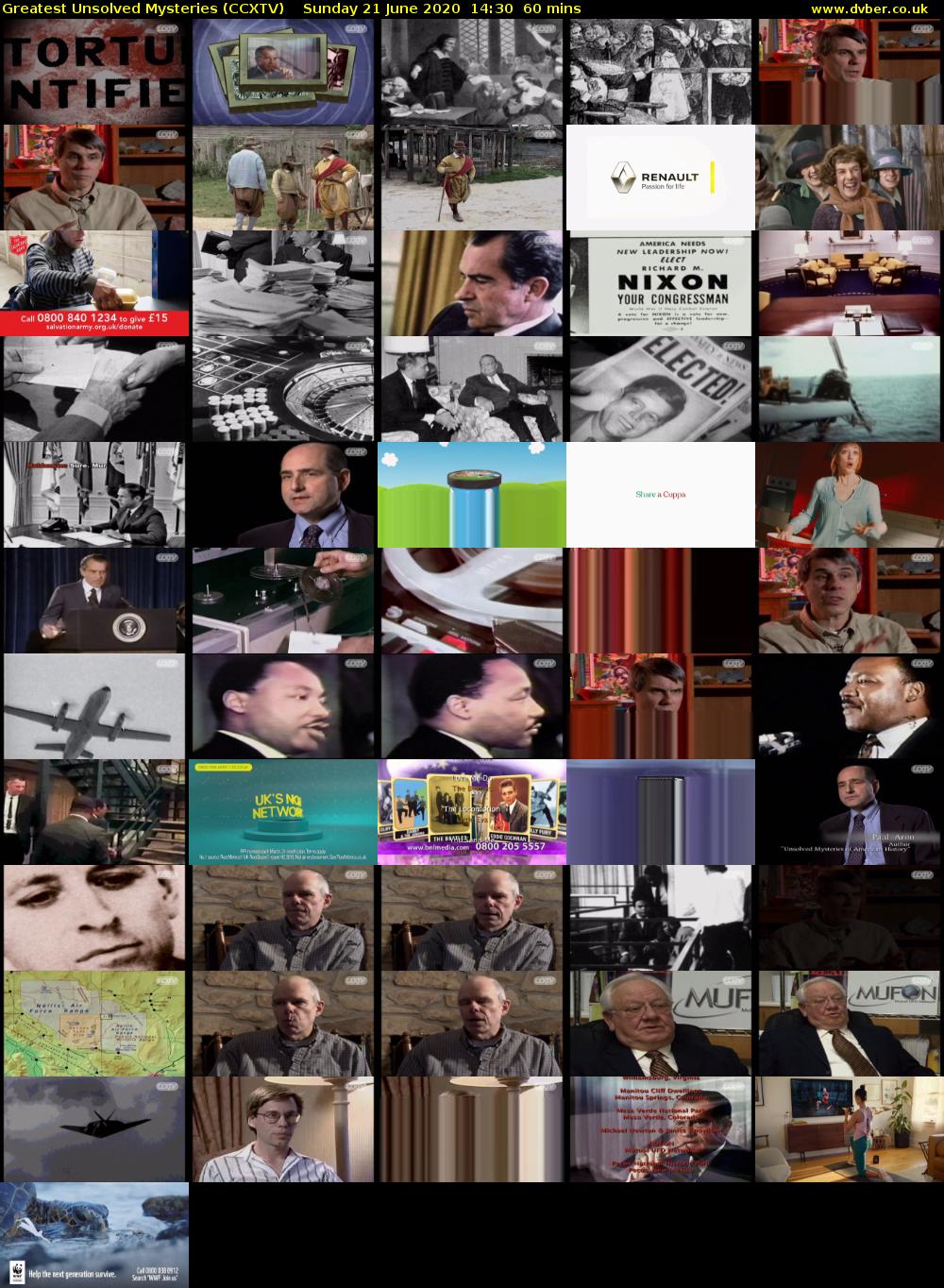 Greatest Unsolved Mysteries (CCXTV) Sunday 21 June 2020 14:30 - 15:30