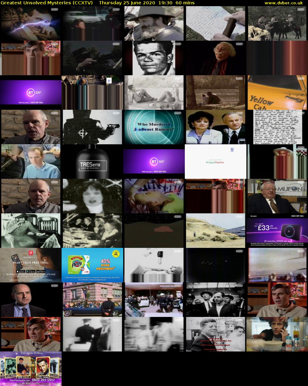 Greatest Unsolved Mysteries (CCXTV) Thursday 25 June 2020 19:30 - 20:30