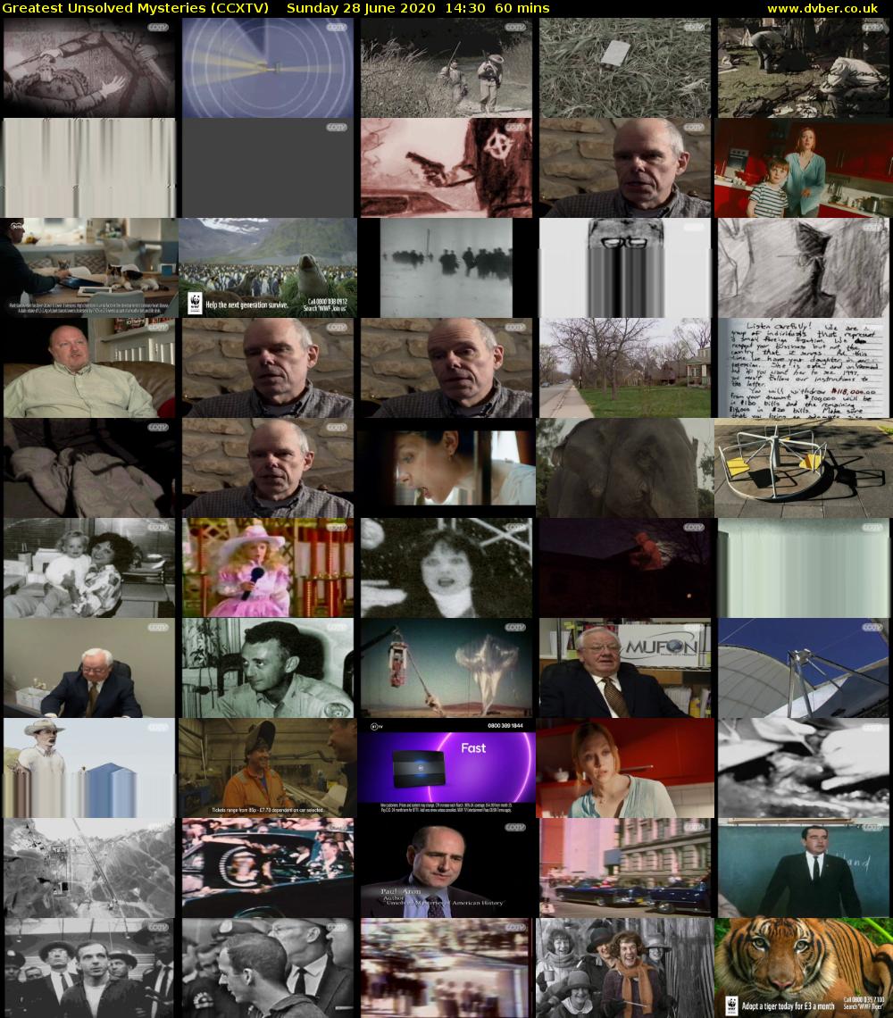 Greatest Unsolved Mysteries (CCXTV) Sunday 28 June 2020 14:30 - 15:30