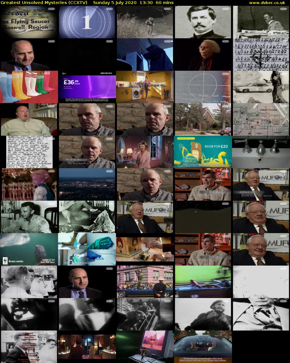 Greatest Unsolved Mysteries (CCXTV) Sunday 5 July 2020 13:30 - 14:30
