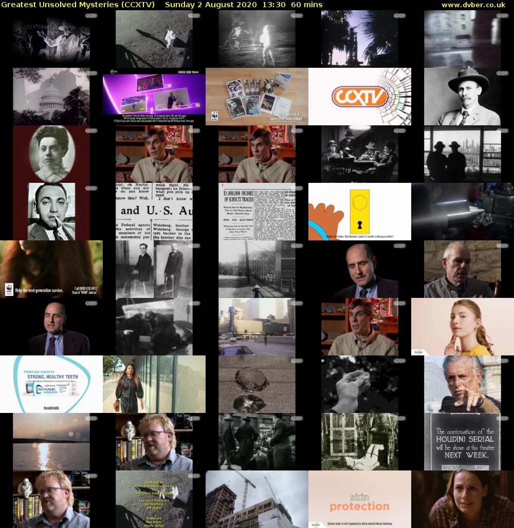 Greatest Unsolved Mysteries (CCXTV) Sunday 2 August 2020 13:30 - 14:30