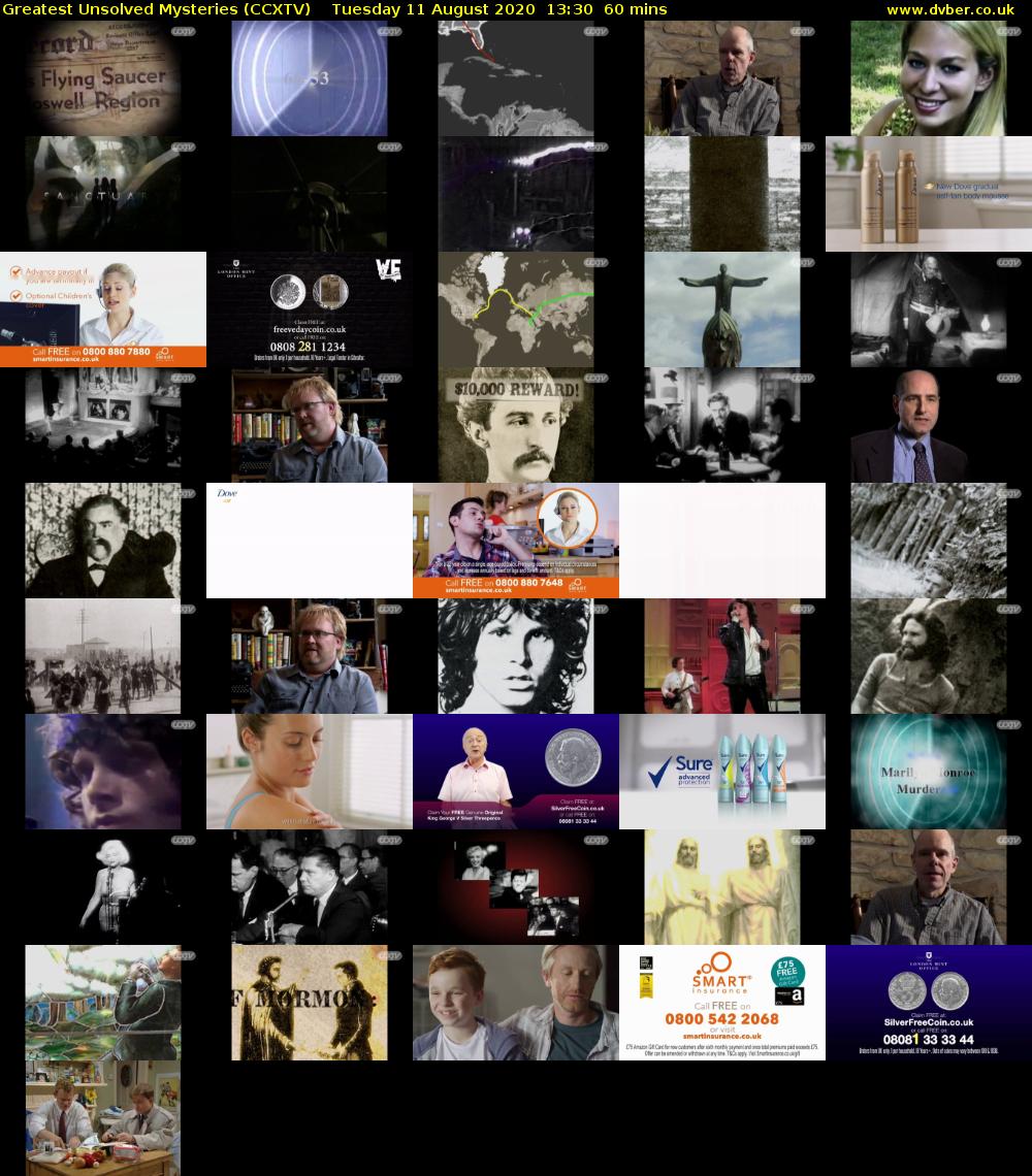 Greatest Unsolved Mysteries (CCXTV) Tuesday 11 August 2020 13:30 - 14:30